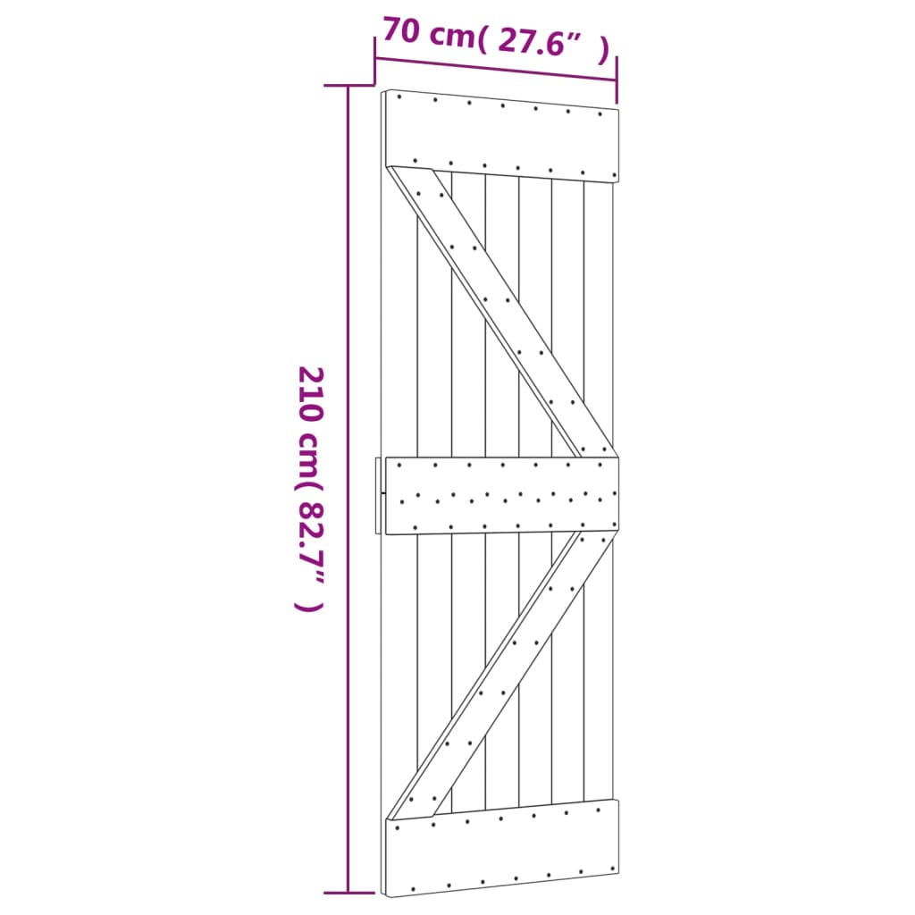 vidaXL Porte coulissante et kit de quincaillerie 70x210 cm pin massif