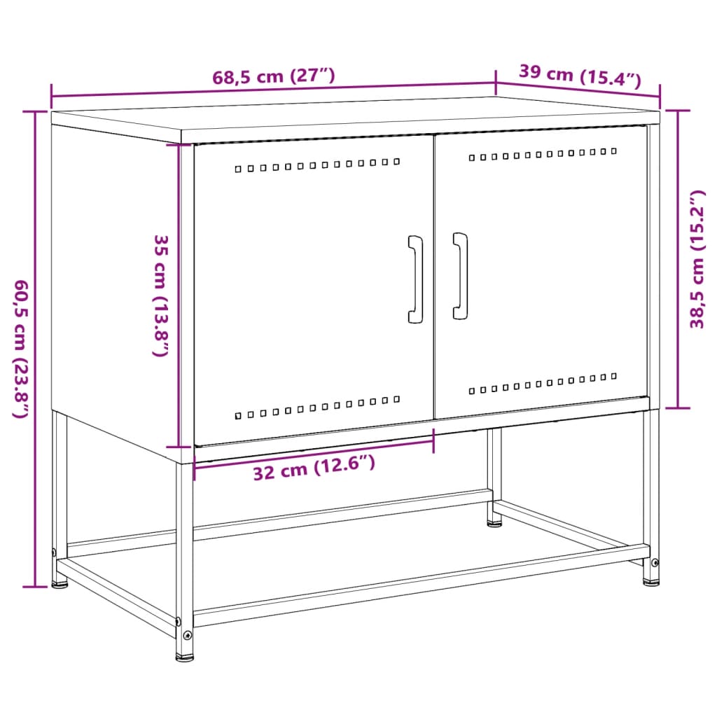 vidaXL Meuble TV anthracite 68,5x39x60,5 cm acier