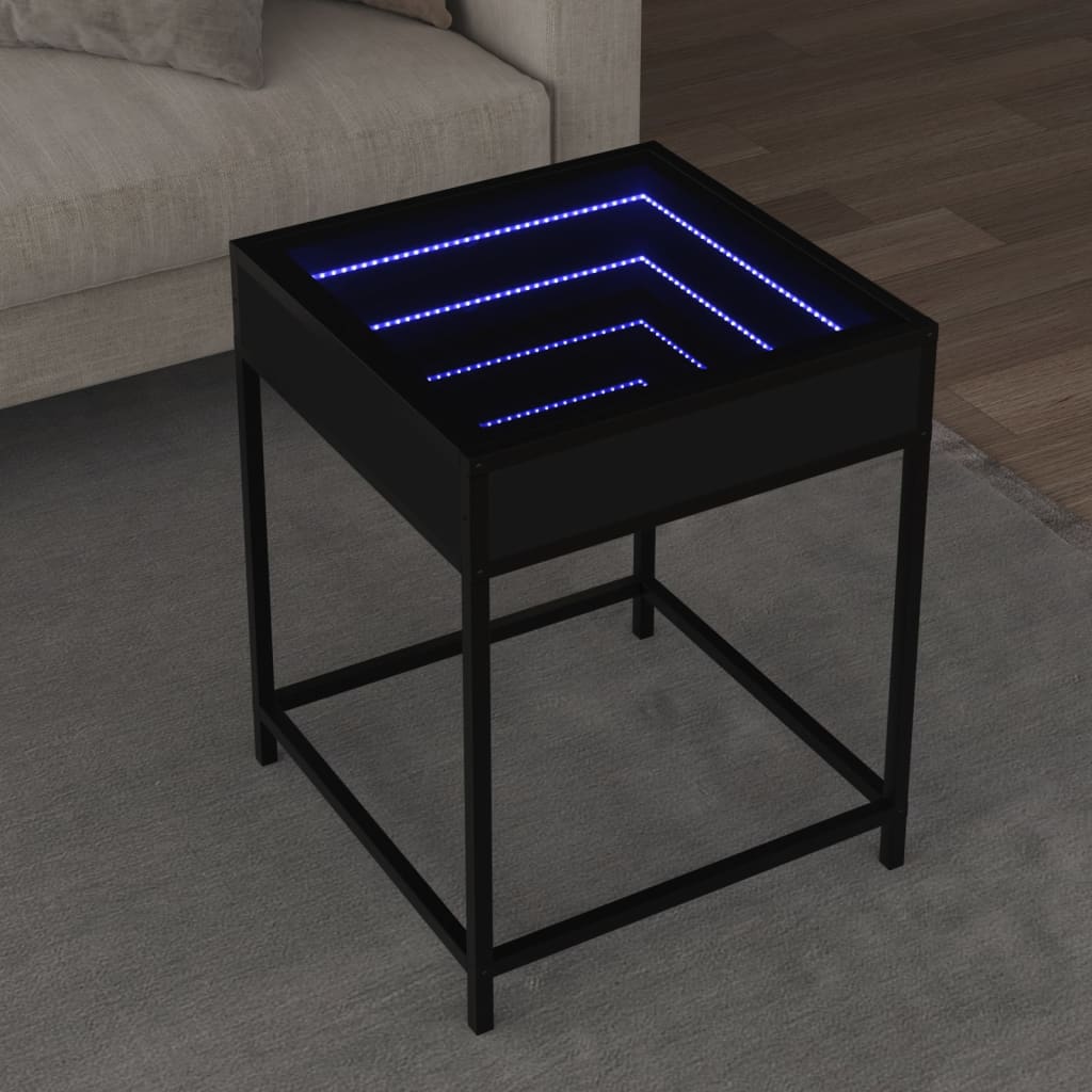 vidaXL Table basse avec LED Infinity noir 40x40x51 cm