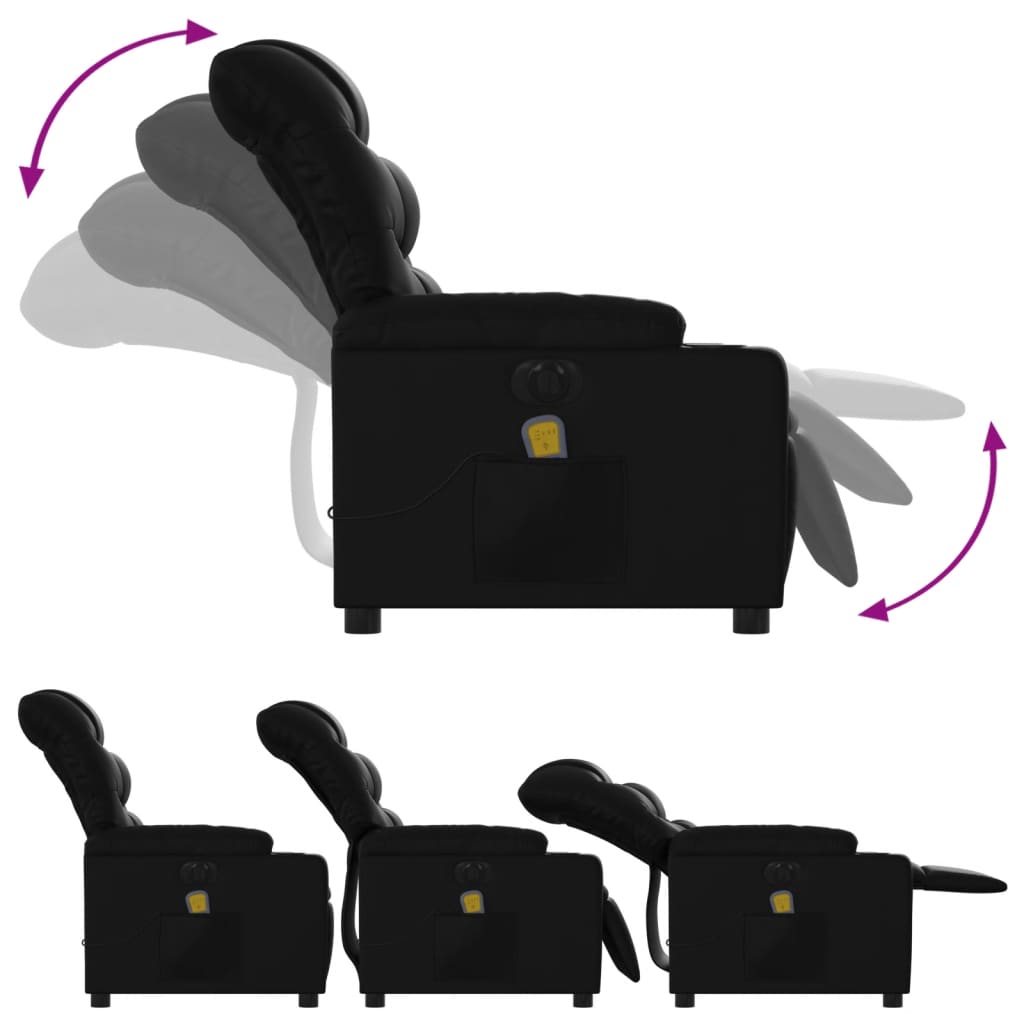 vidaXL Fauteuil de massage inclinable électrique noir similicuir