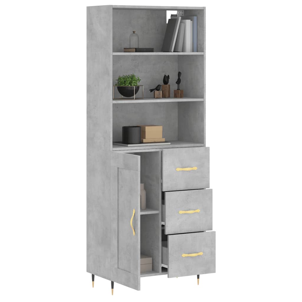 vidaXL Buffet haut Gris béton 69,5x34x180 cm Bois d'ingénierie