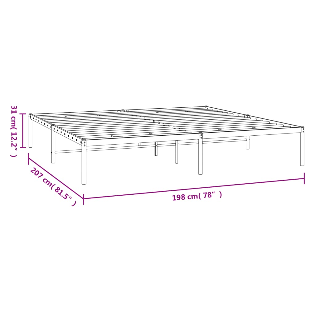 vidaXL Cadre de lit métal sans matelas blanc 193x203 cm