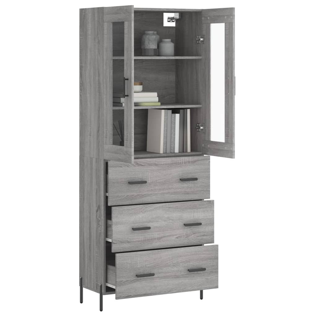 vidaXL Buffet haut Sonoma gris 69,5x34x180 cm Bois d'ingénierie