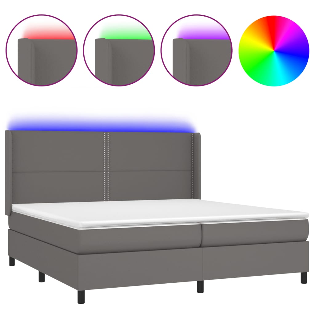 vidaXL Sommier à lattes de lit matelas LED Gris 200x200 cm Similicuir