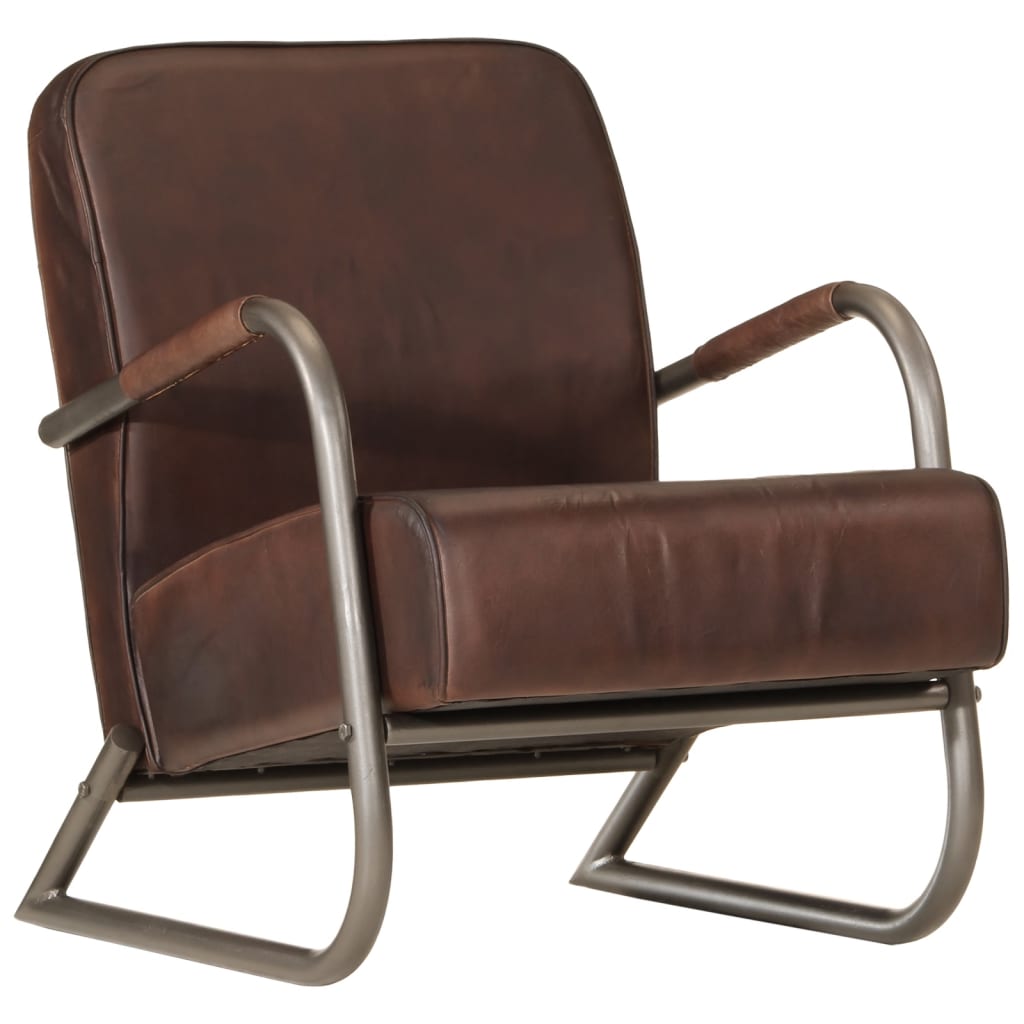 vidaXL Fauteuil marron cuir véritable