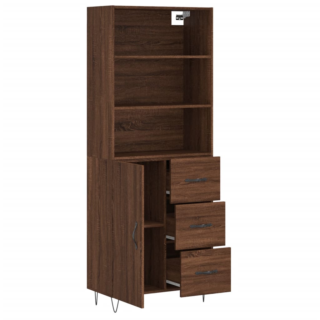 vidaXL Buffet haut Chêne marron 69,5x34x180 cm Bois d'ingénierie