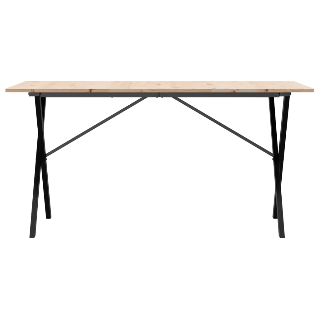 vidaXL Table à manger cadre en X 160x80x75 cm bois de pin massif fonte