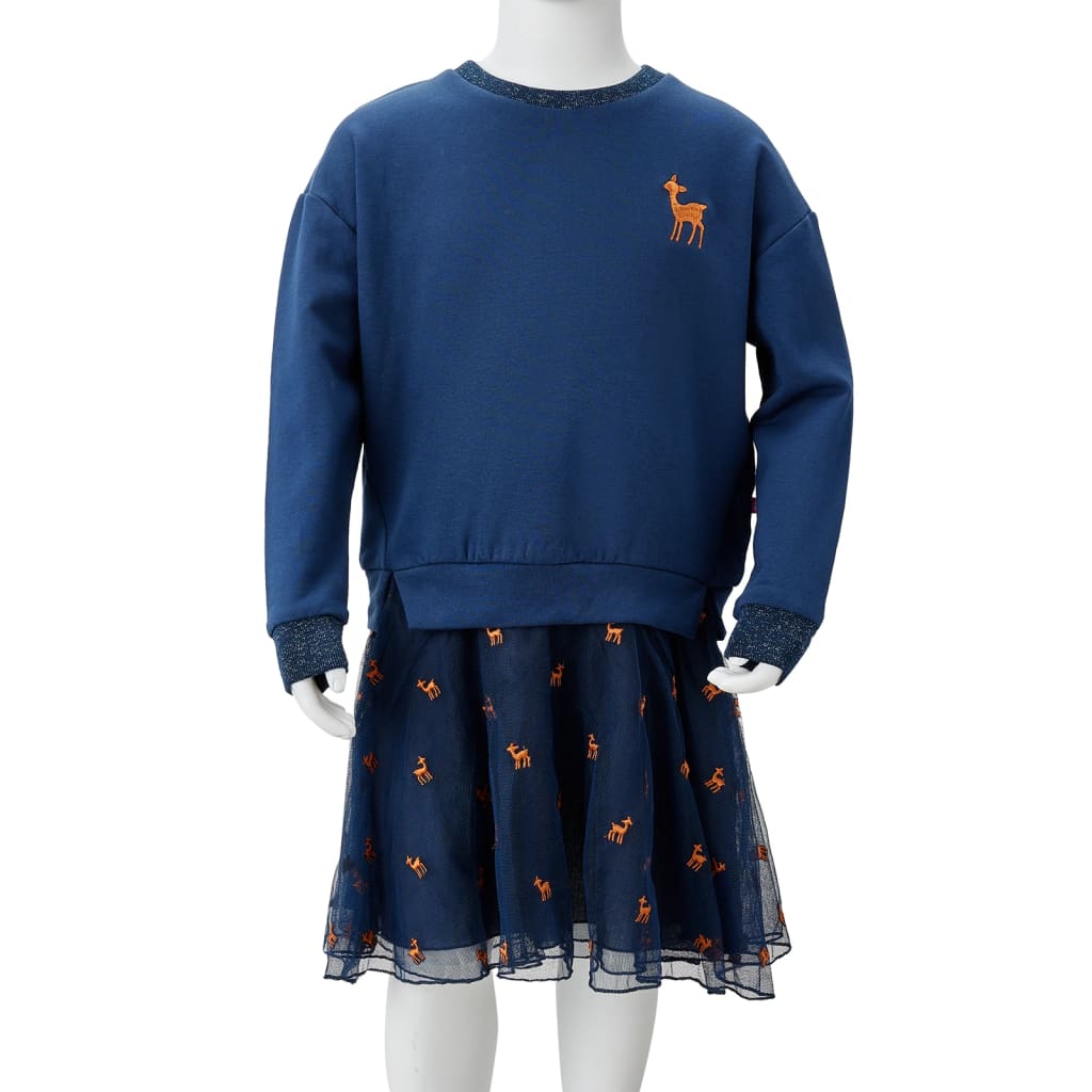 Robe pour enfants à manches longues bleu marine 104