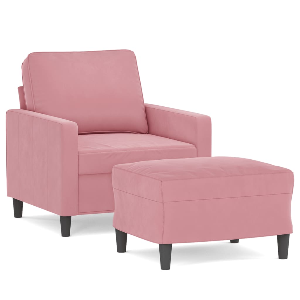 vidaXL Fauteuil avec repose-pied Rose 60 cm Velours