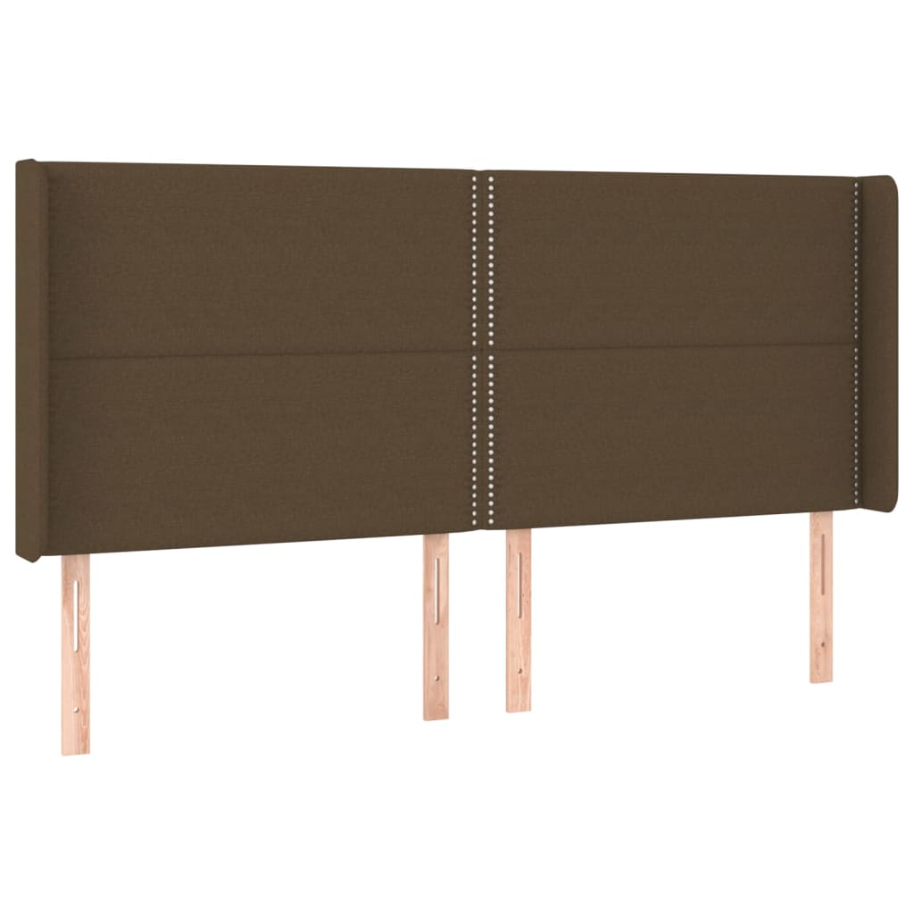 vidaXL Tête de lit avec oreilles Marron foncé 163x16x118/128 cm Tissu