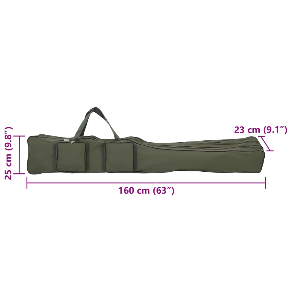 vidaXL Sac de canne à pêche vert foncé 160 cm tissu oxford