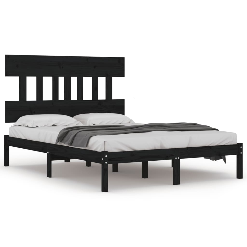 vidaXL Cadre de lit Noir Bois massif 180x200 cm Super King