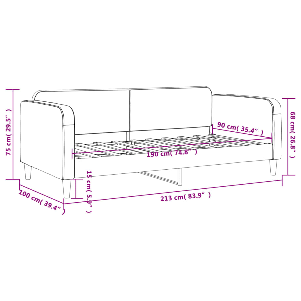 vidaXL Lit de repos sans matelas gris clair 90x190 cm tissu