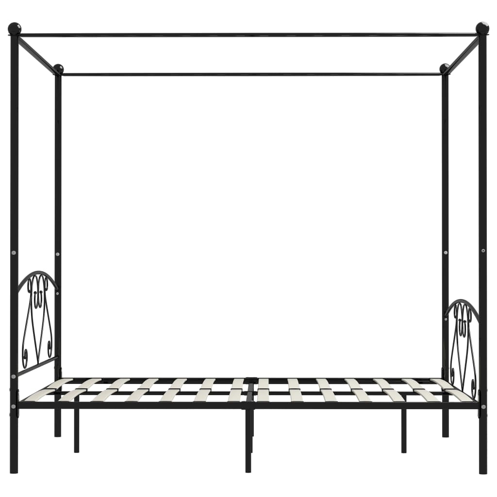 vidaXL Cadre de lit sans matelas avec baldaquin noir 140x200 cm métal