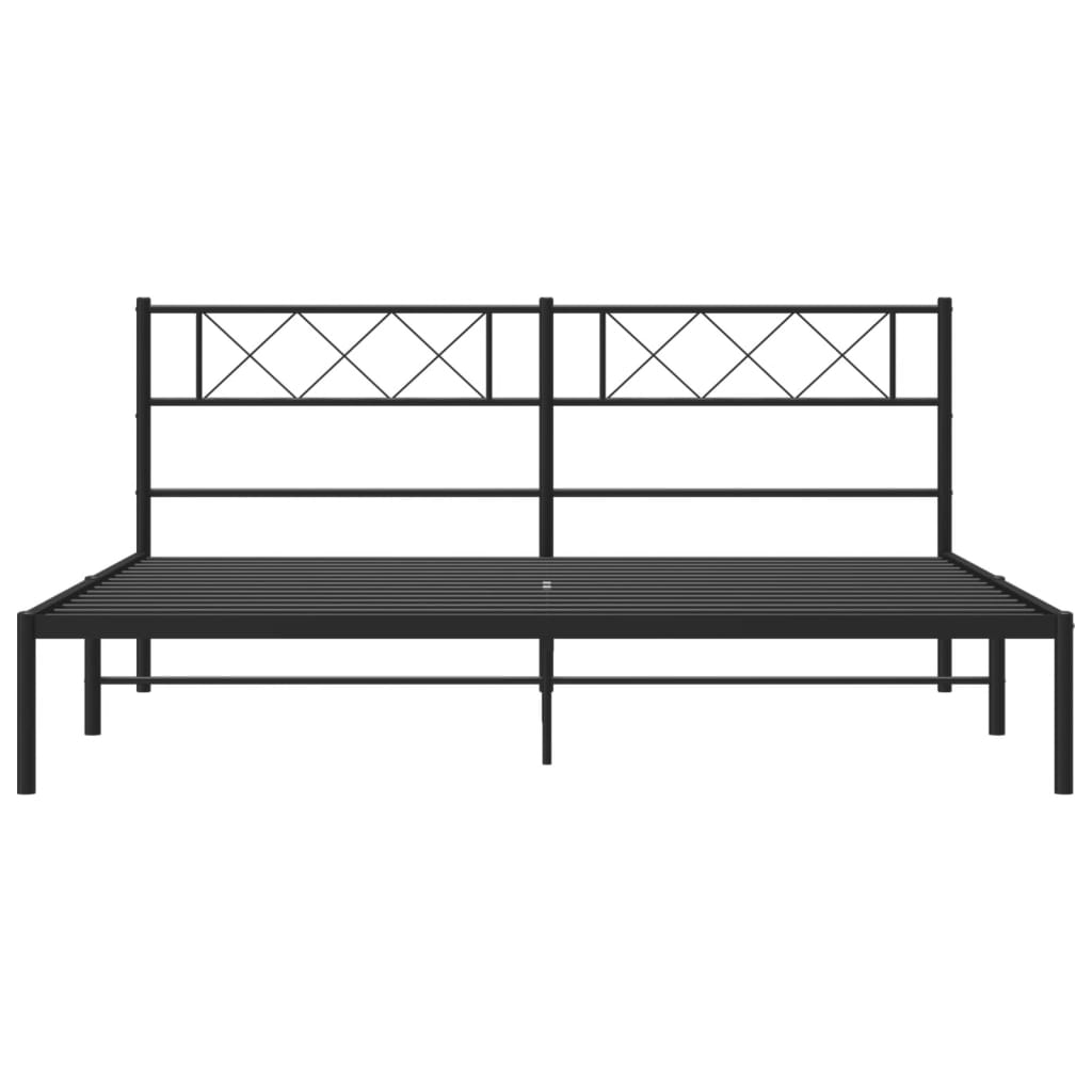 vidaXL Cadre de lit métal sans matelas avec tête de lit noir 200x200cm