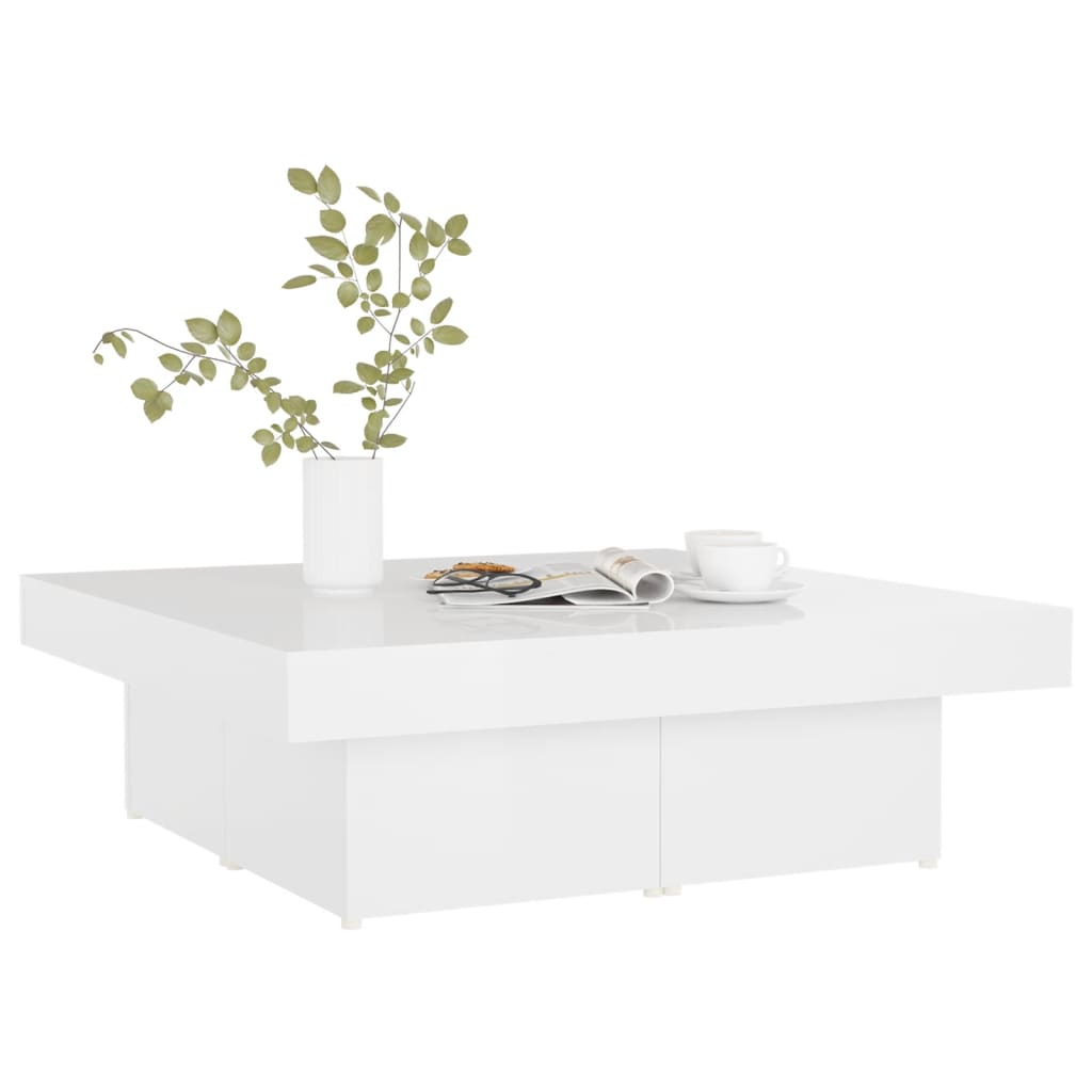 vidaXL Table basse blanc brillant 90x90x28 cm bois d'ingénierie