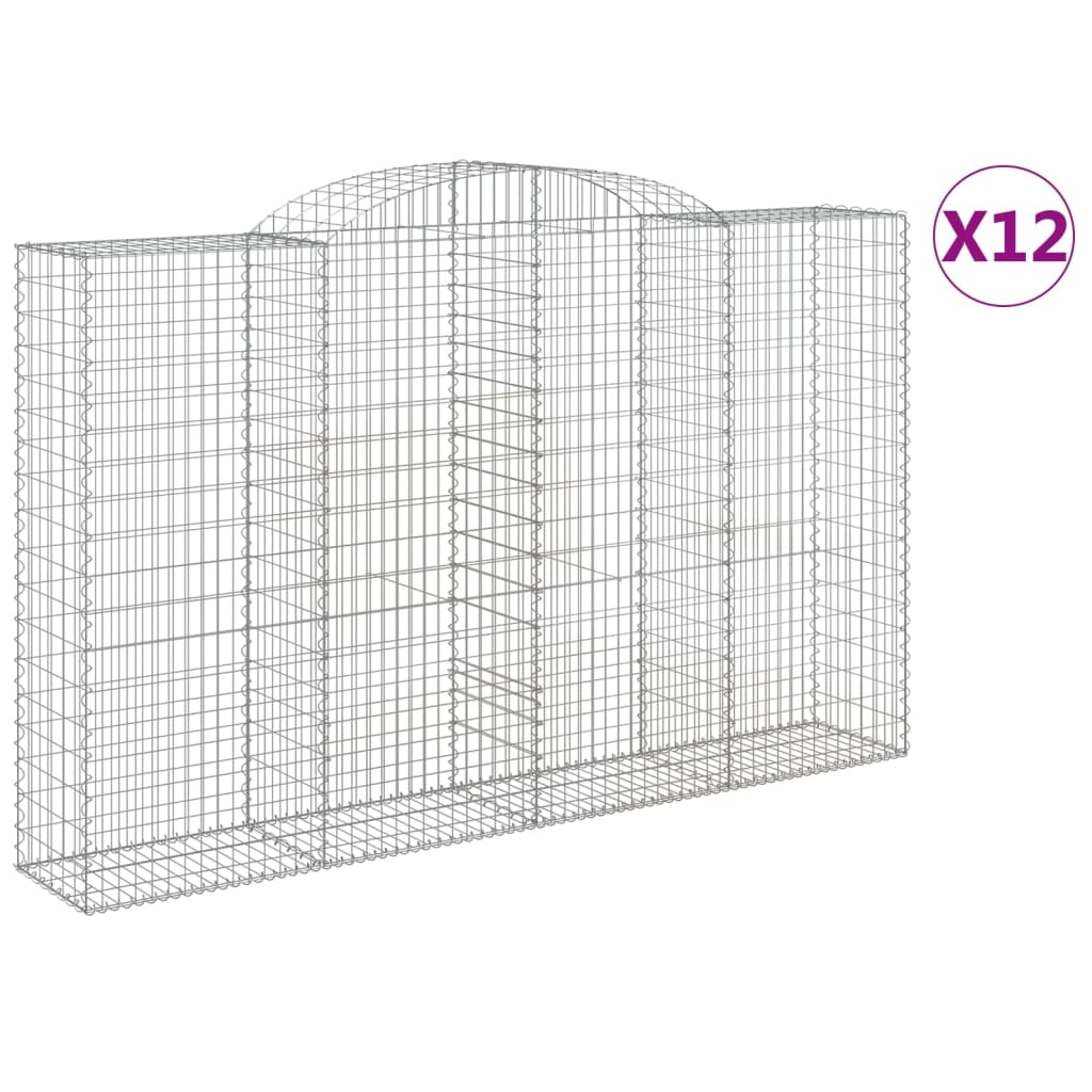 vidaXL Paniers à gabions arqués 12 pcs 300x50x180/200 cm fer galvanisé