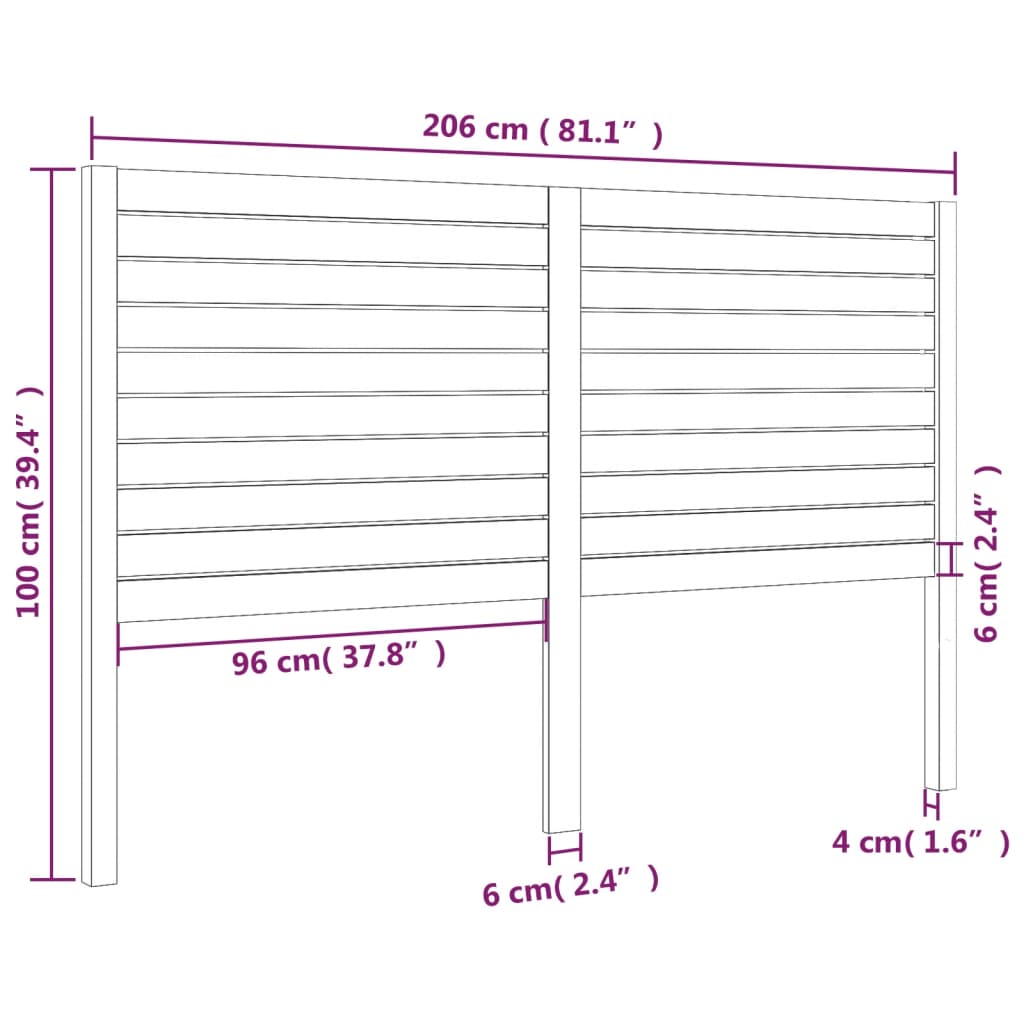 vidaXL Tête de lit Blanc 206x4x100 cm Bois massif de pin