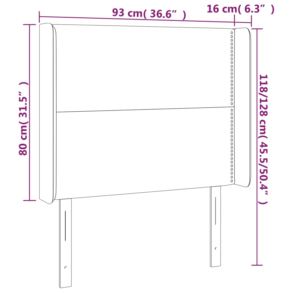 vidaXL Tête de lit avec oreilles Marron foncé 93x16x118/128 cm Tissu