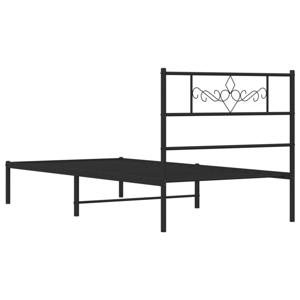 vidaXL Cadre de lit métal sans matelas avec tête de lit noir 100x200cm