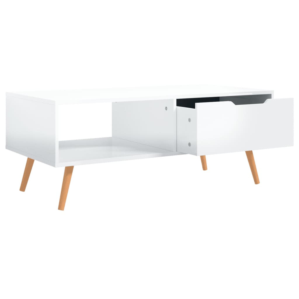 vidaXL Table basse Blanc brillant 100x49,5x43 cm Bois d'ingénierie