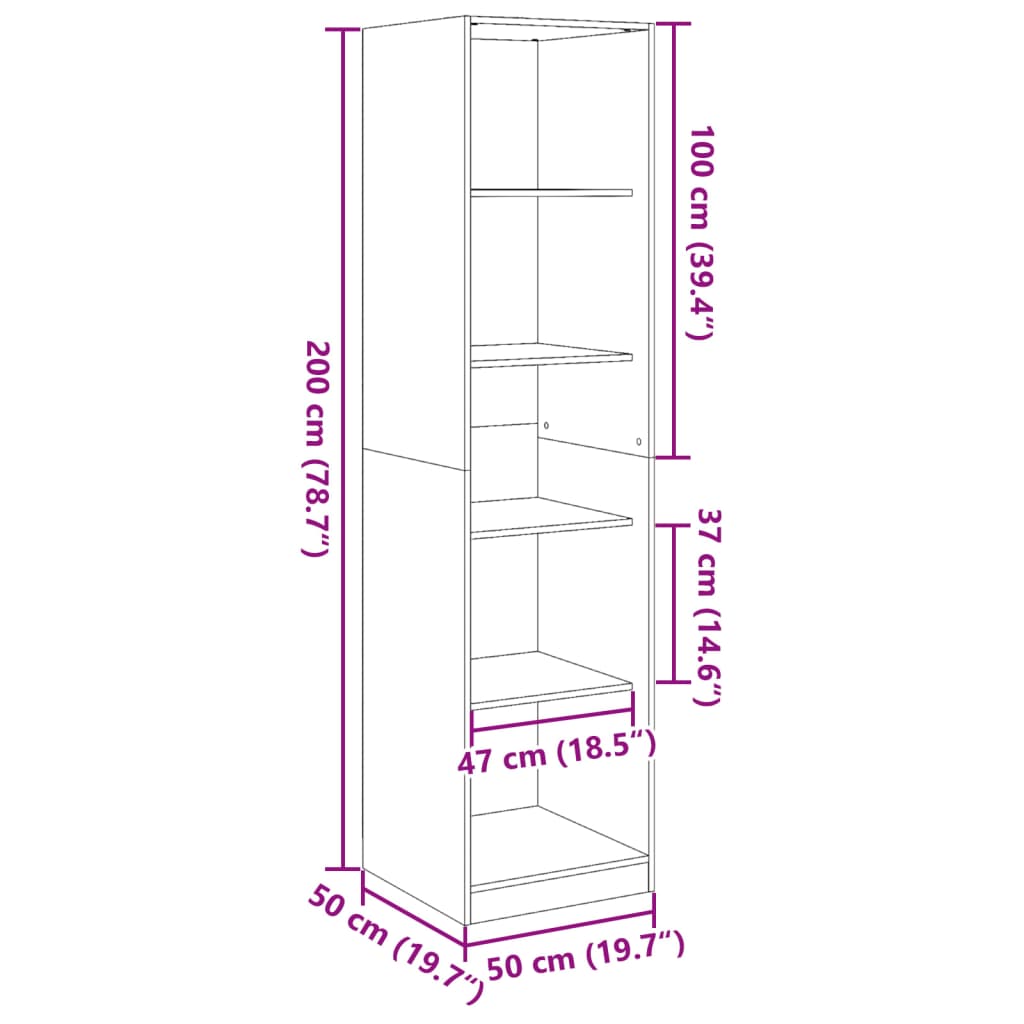 vidaXL Garde-robe Blanc 50x50x200 cm Bois d'ingénierie