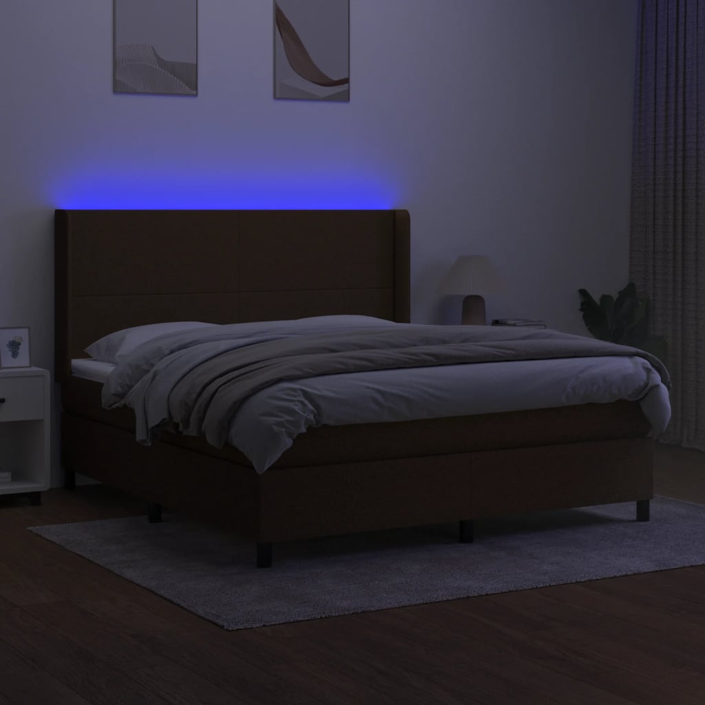 vidaXL Sommier à lattes de lit matelas LED Marron foncé 180x200 cm