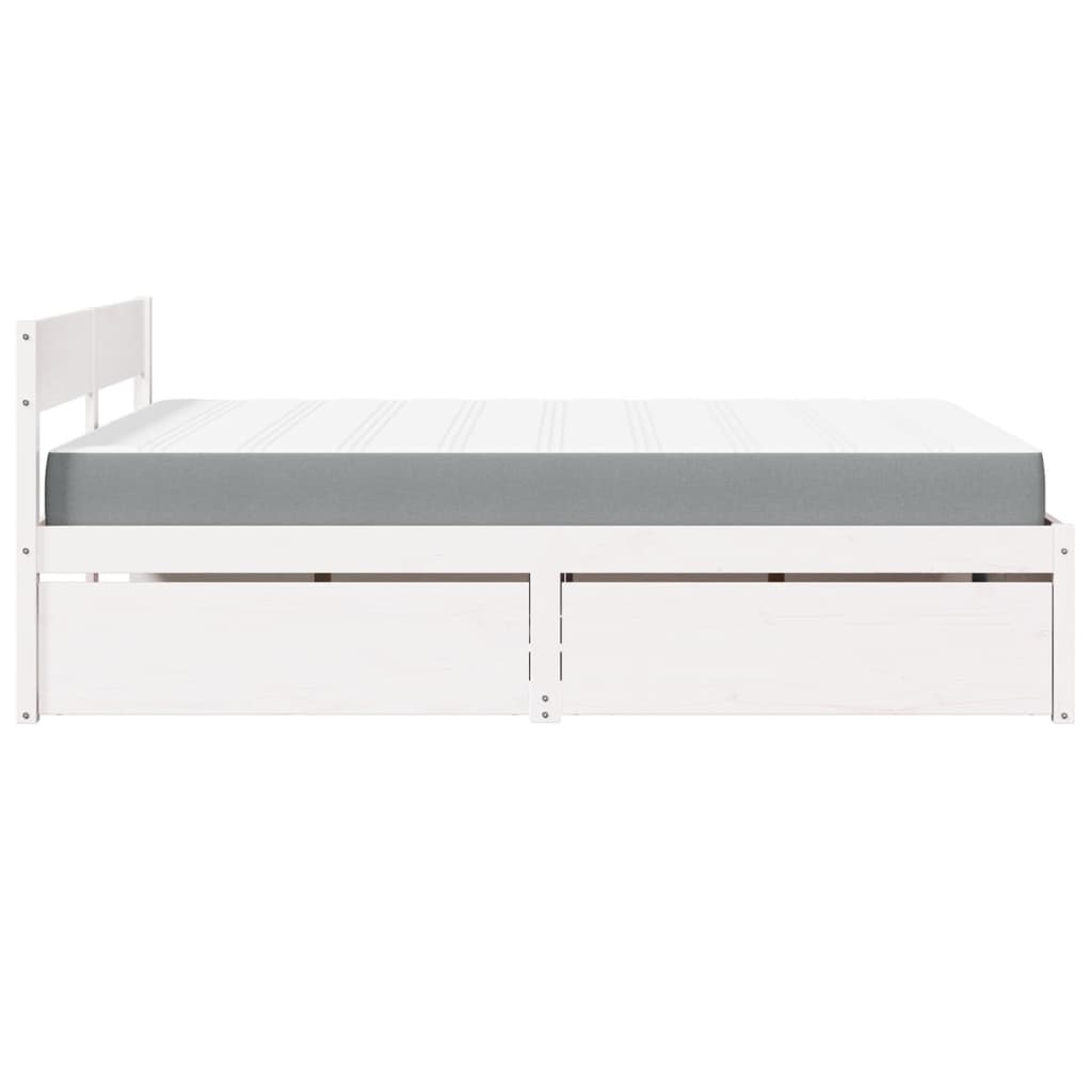 vidaXL Lit avec tiroirs et matelas blanc 140x200 cm bois massif de pin