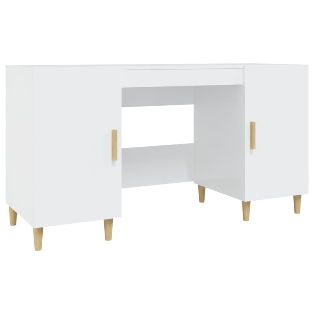 vidaXL Bureau Blanc brillant 140x50x75 cm Bois d'ingénierie