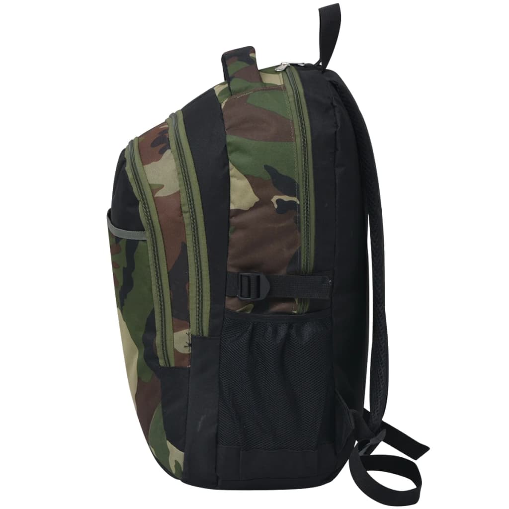 vidaXL Sac à dos d'école 40 L noir et camouflage