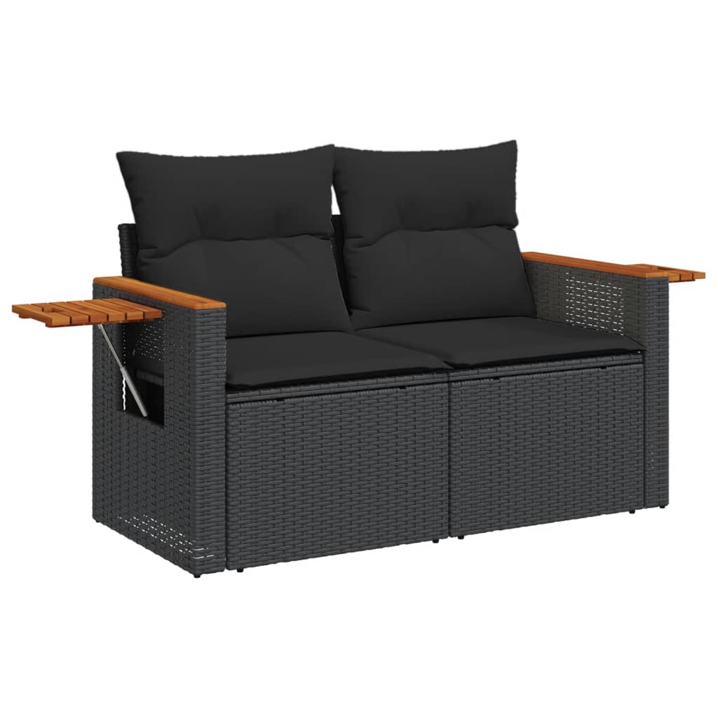 vidaXL Salon de jardin 11 pcs avec coussins noir résine tressée