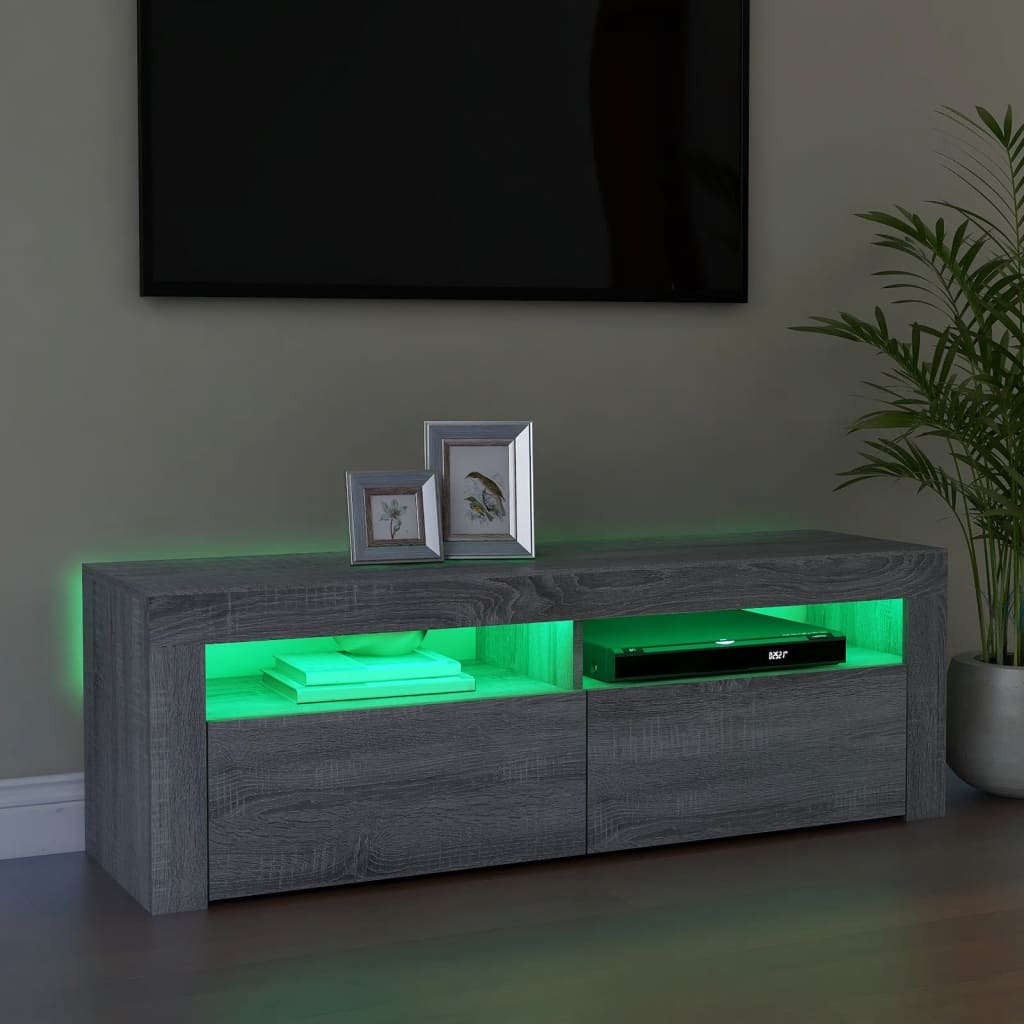 vidaXL Meuble TV avec lumières LED sonoma gris 120x35x40 cm