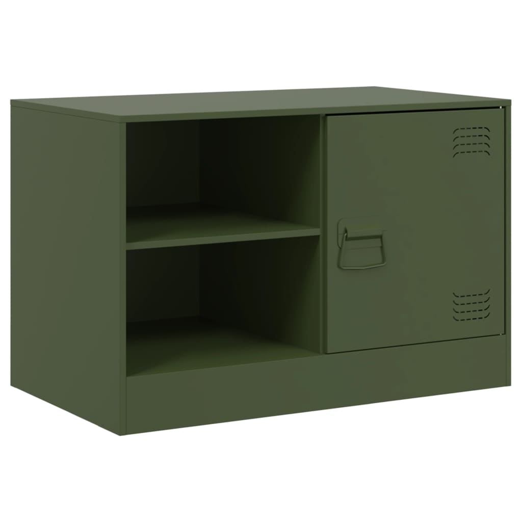 vidaXL Meuble TV vert olive 67x39x44 cm acier