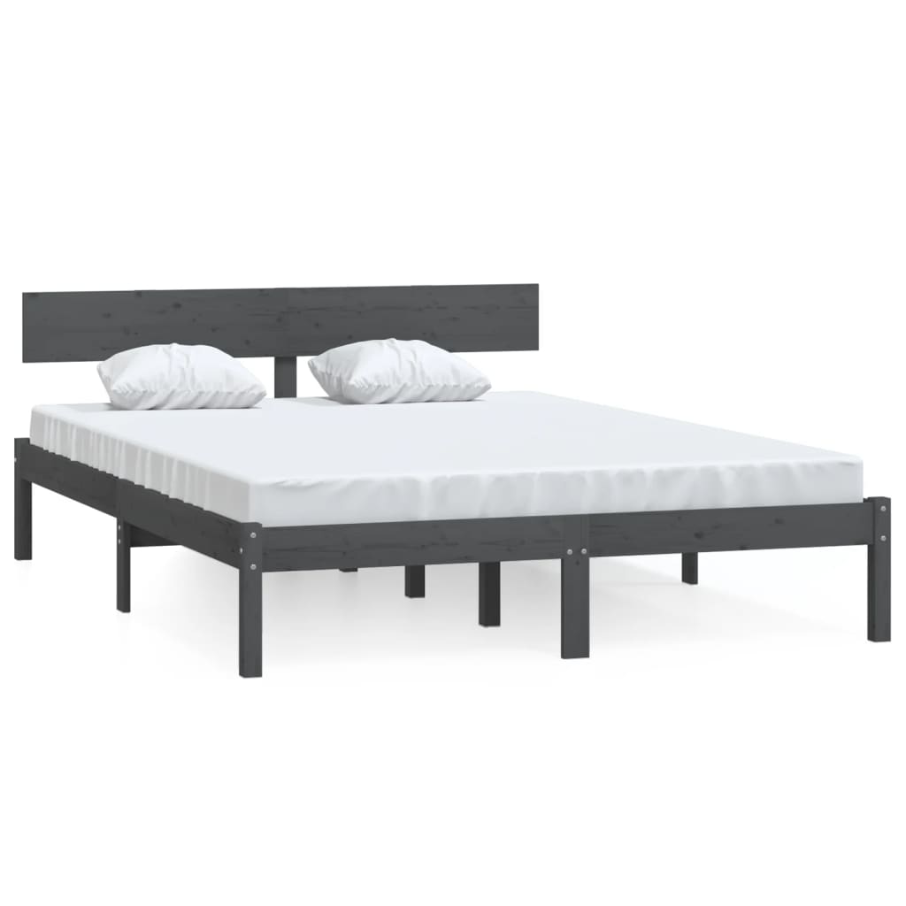 vidaXL Cadre de lit sans matelas gris bois massif 160x200 cm