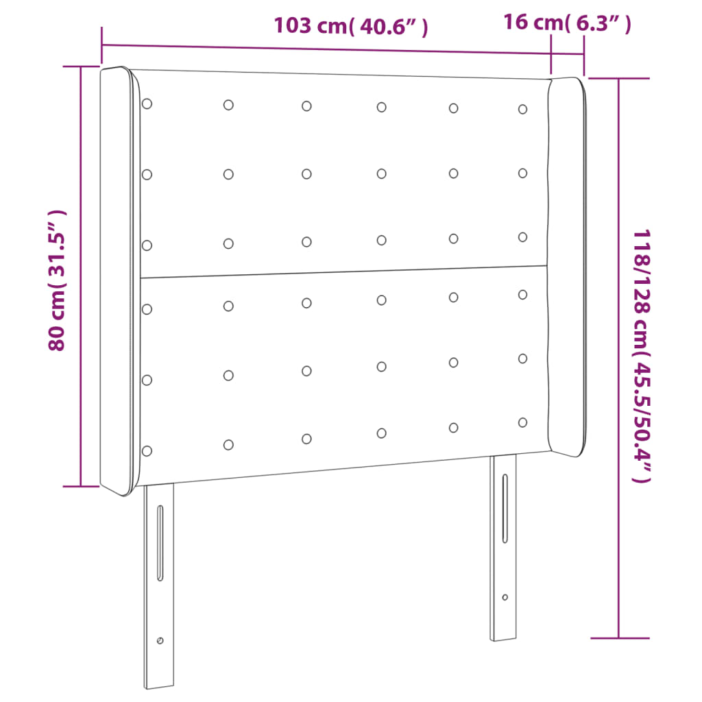 vidaXL Tête de lit à LED Gris foncé 103x16x118/128 cm Tissu