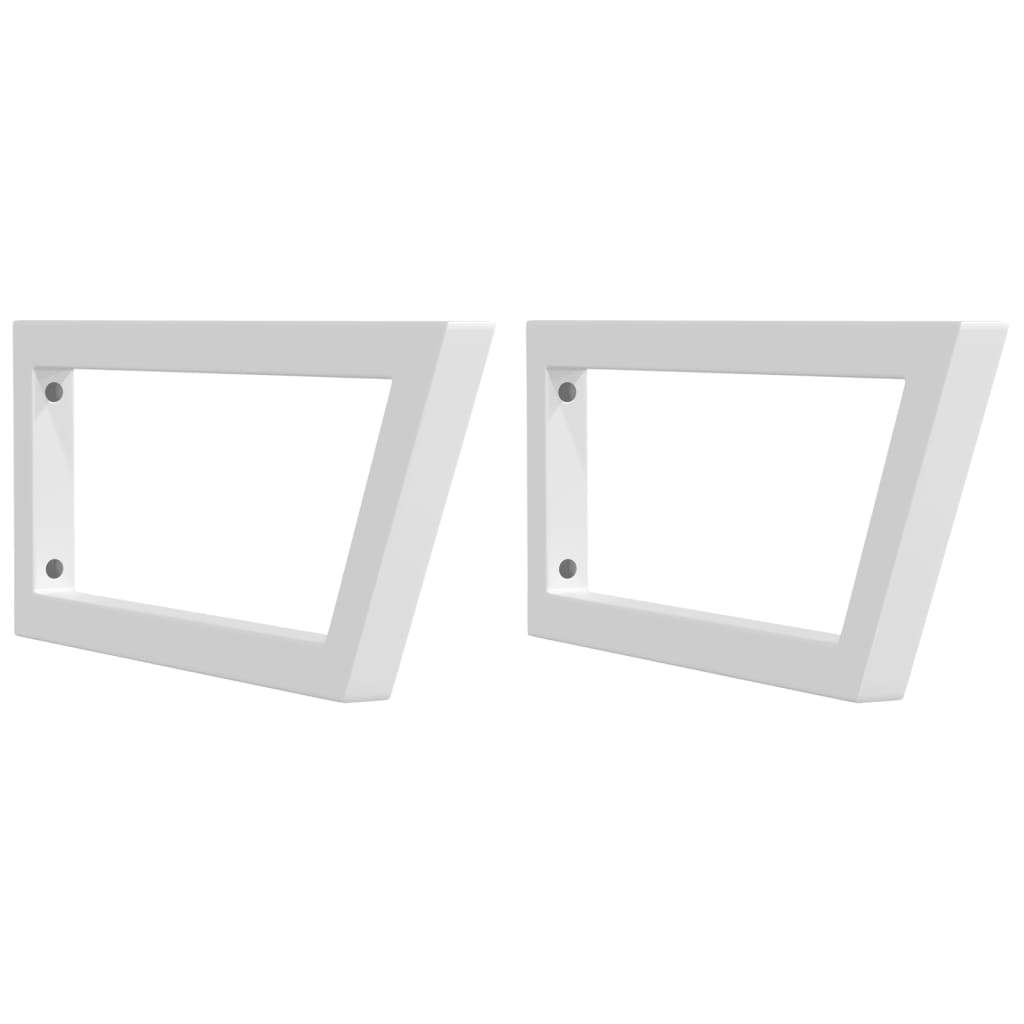 vidaXL Supports d'étagères pour lavabo 2 pcs blanc trapèze acier