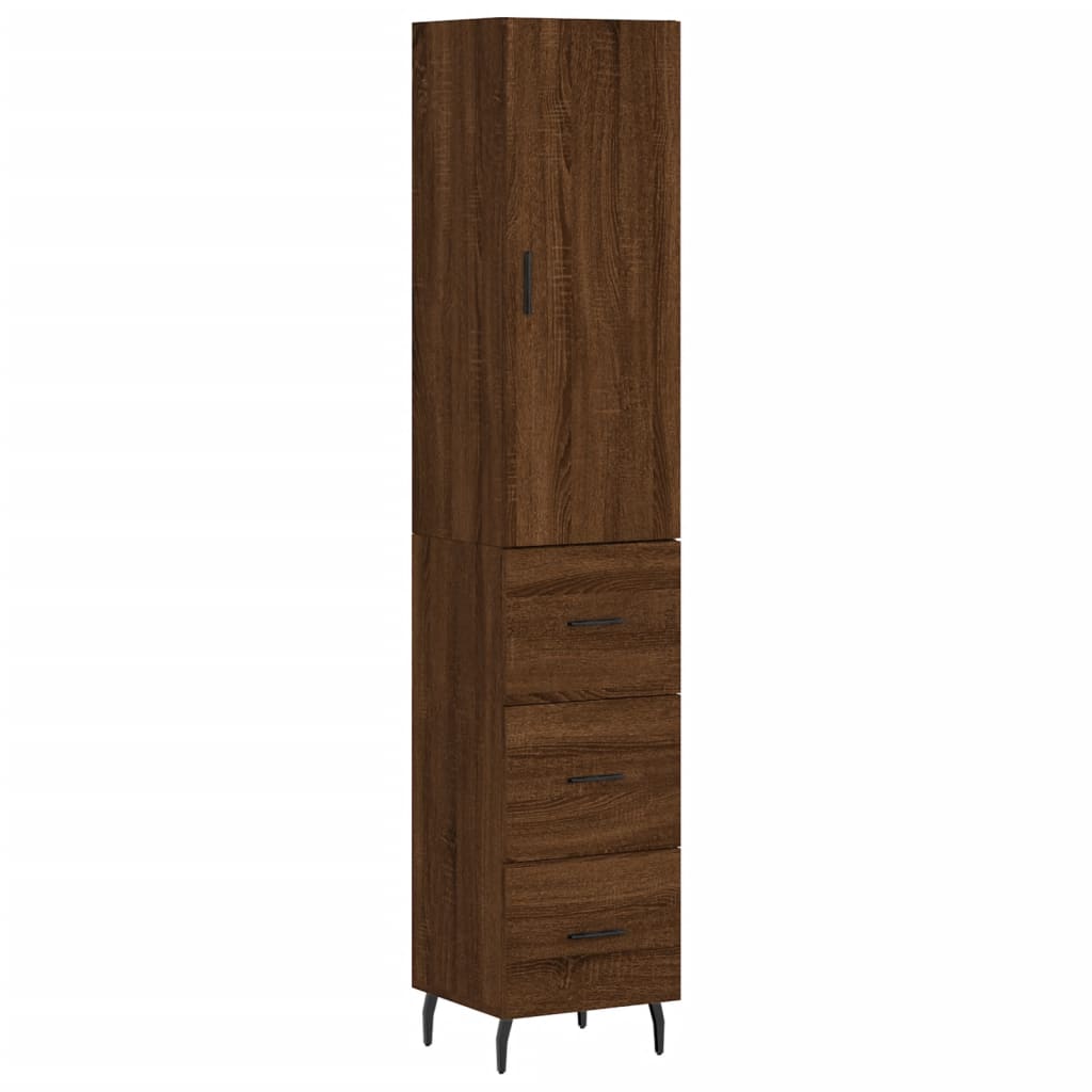 vidaXL Buffet haut Chêne marron 34,5x34x180 cm Bois d'ingénierie