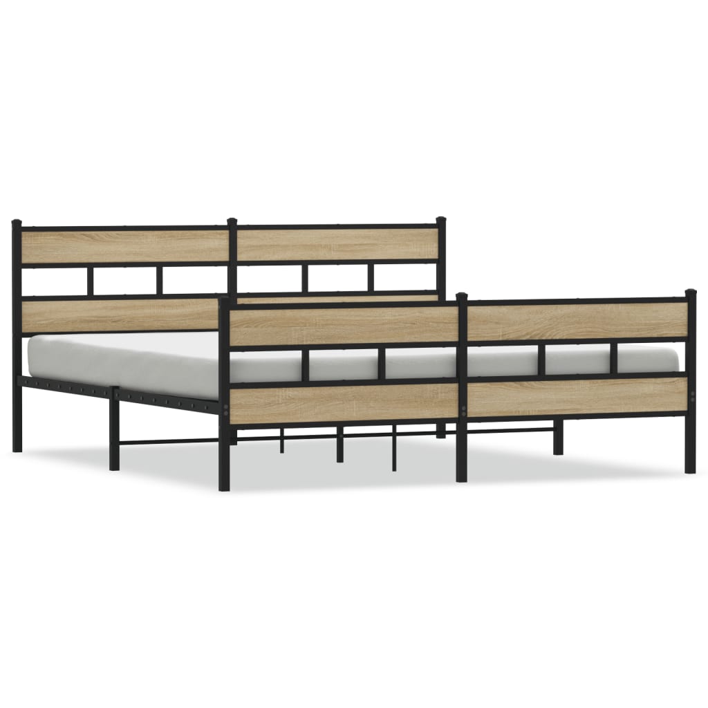 vidaXL Cadre de lit en métal sans matelas chêne sonoma 183x213 cm