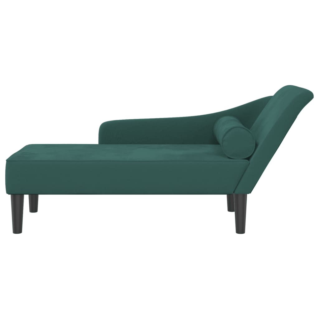 vidaXL Chaise longue avec coussins vert foncé velours