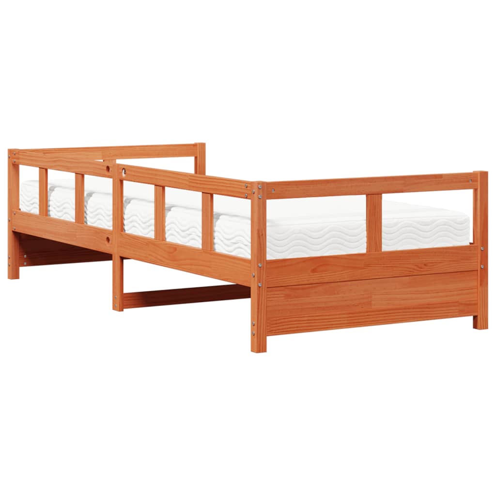 vidaXL Lit de jour avec matelas cire marron 90x190 cm bois pin massif