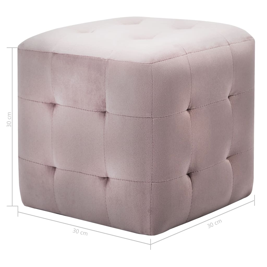 vidaXL Tables de chevet 2 pcs Rose 30x30x30 cm Tissu velours