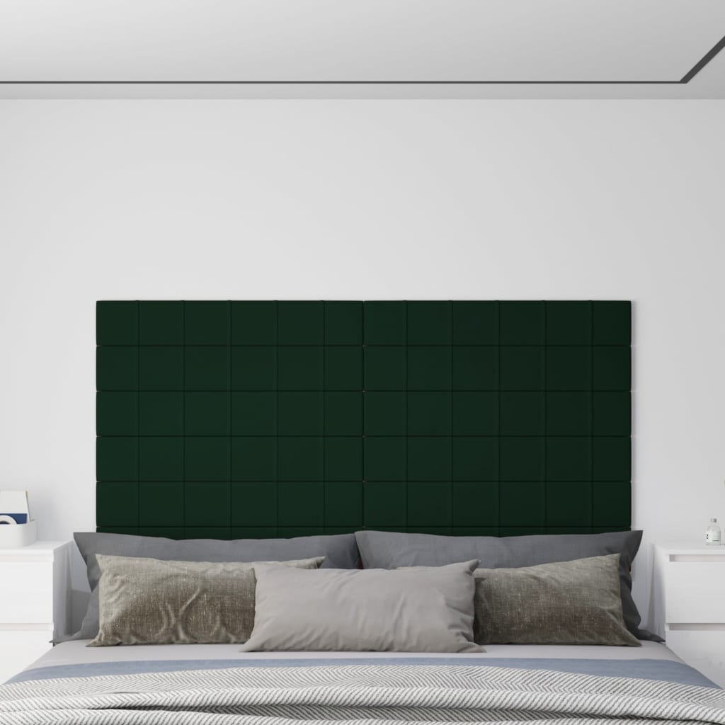 vidaXL Panneaux muraux 12 pcs Vert foncé 90x15 cm Velours 1,62 m²