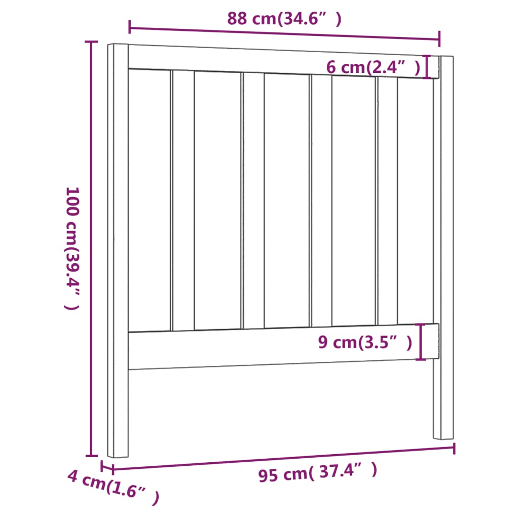 vidaXL Tête de lit Gris 95x4x100 cm Bois massif de pin