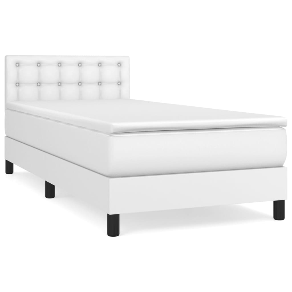 vidaXL Sommier à lattes de lit avec matelas Blanc 90x200 cm Similicuir