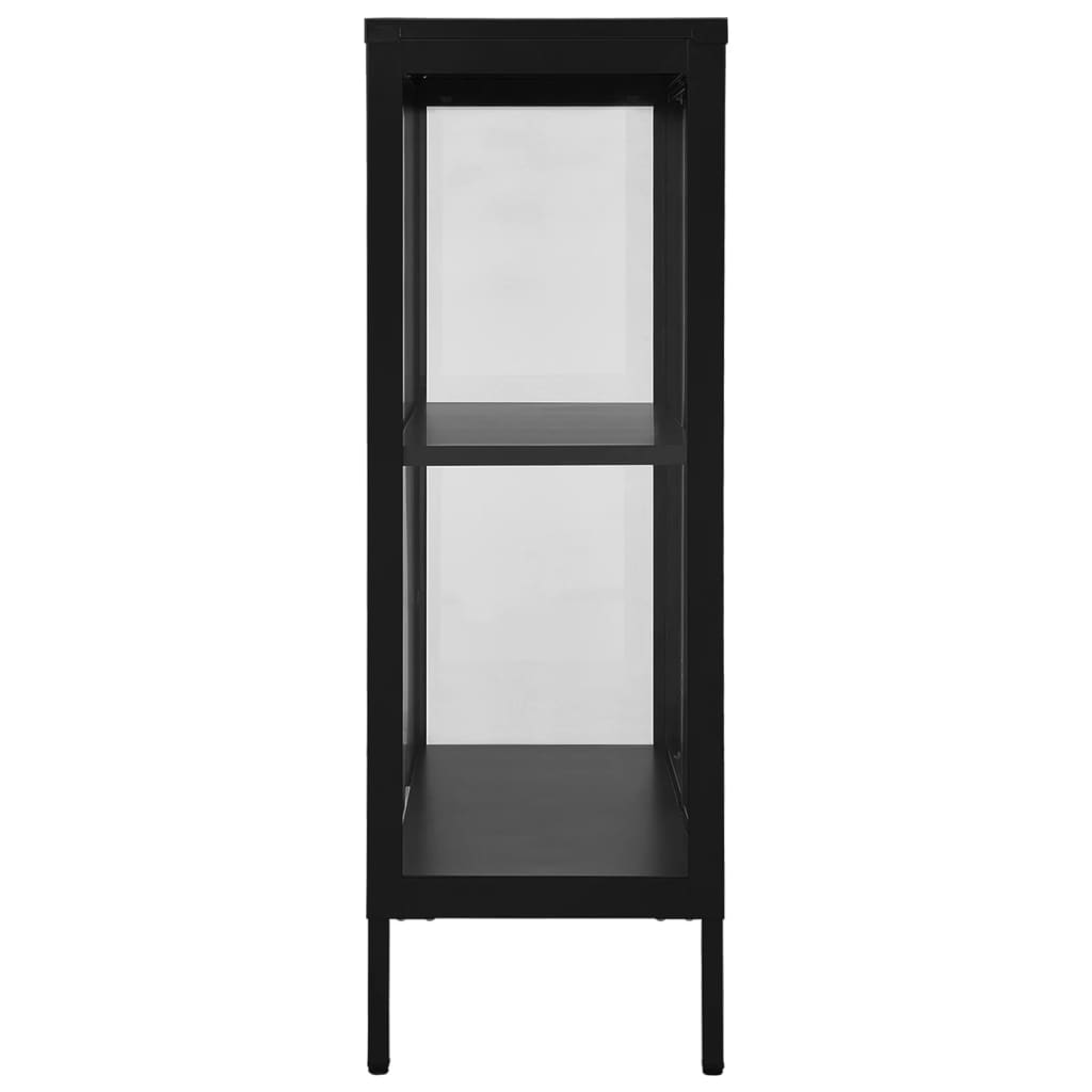 vidaXL Buffet Noir 75x35x105 cm Acier et verre