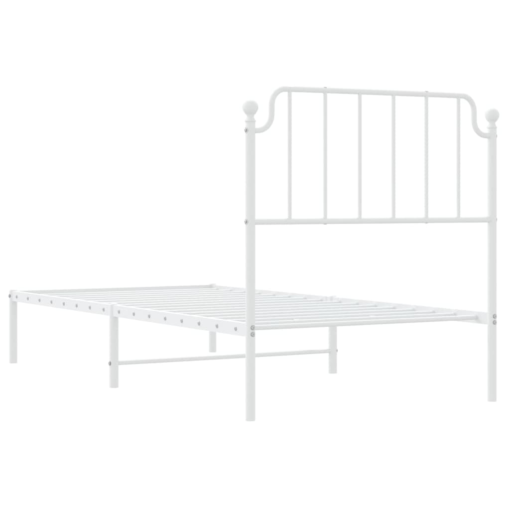 vidaXL Cadre de lit métal sans matelas avec tête de lit blanc 90x190cm