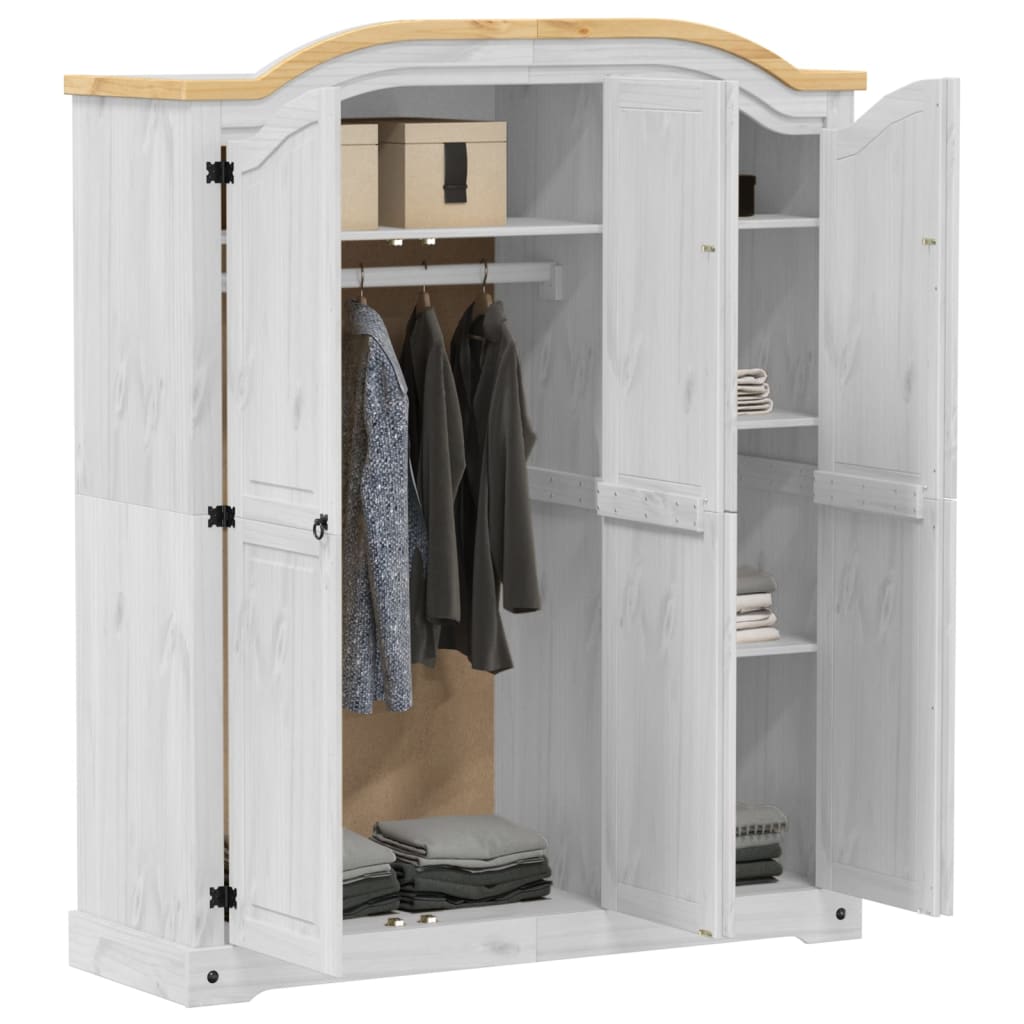 vidaXL Garde-robe Corona blanc 151,5x52x186 cm bois de pin massif