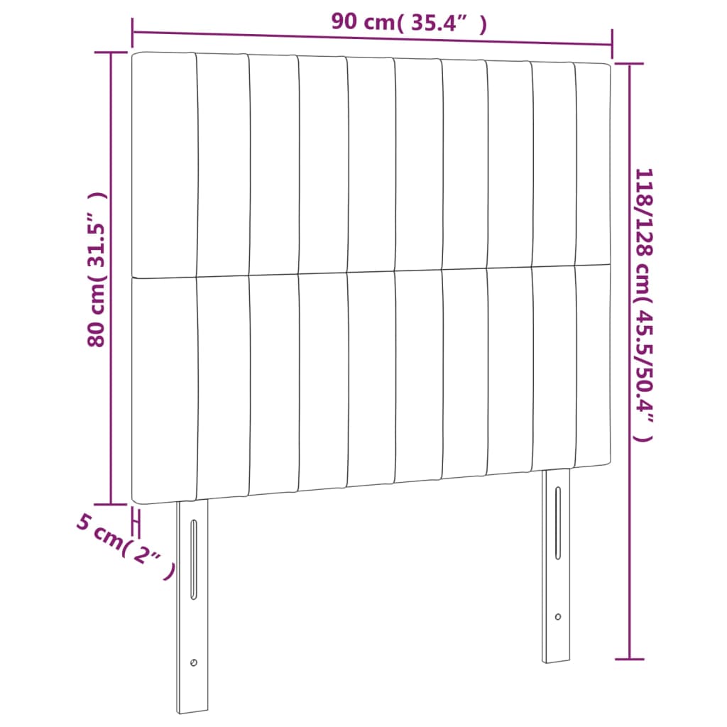 vidaXL Têtes de lit 2 pcs Marron Foncé 90x5x78/88 cm Tissu