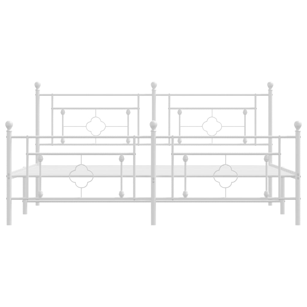 vidaXL Cadre de lit métal sans matelas et pied de lit blanc 180x200 cm