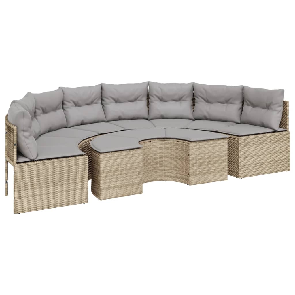 vidaXL Salon de jardin 2 pcs demi-rond beige résine tressée